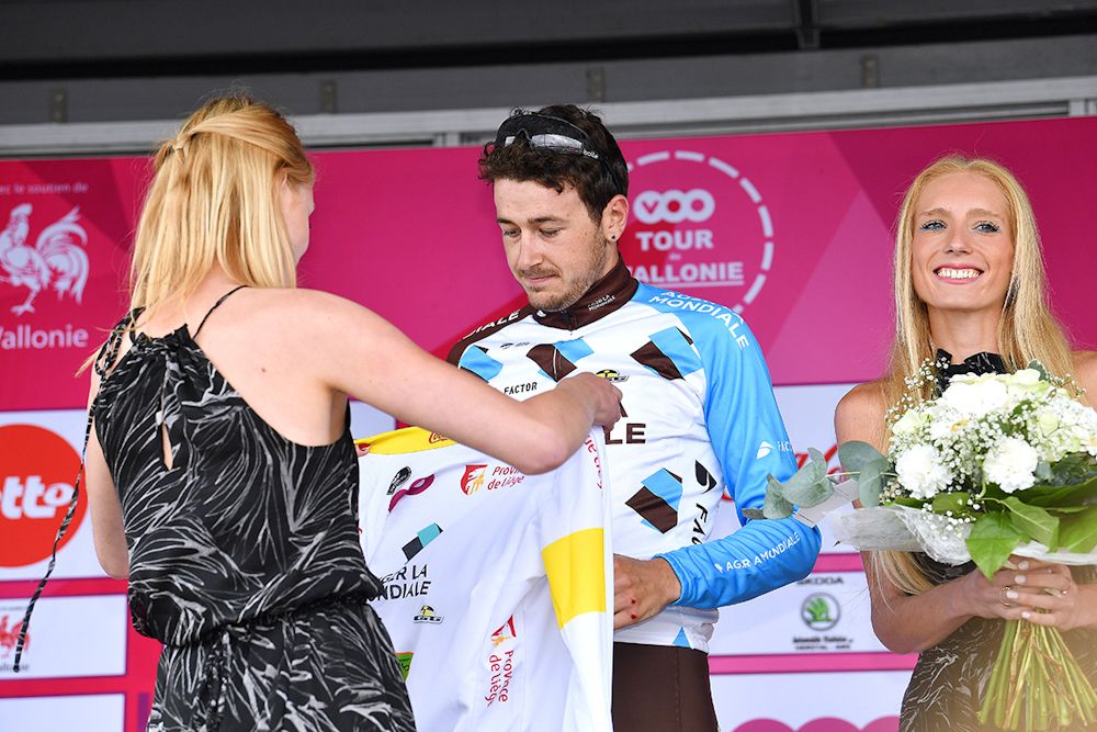 Alexis Gougeard in the mountains jersey at Tour de Wallonie