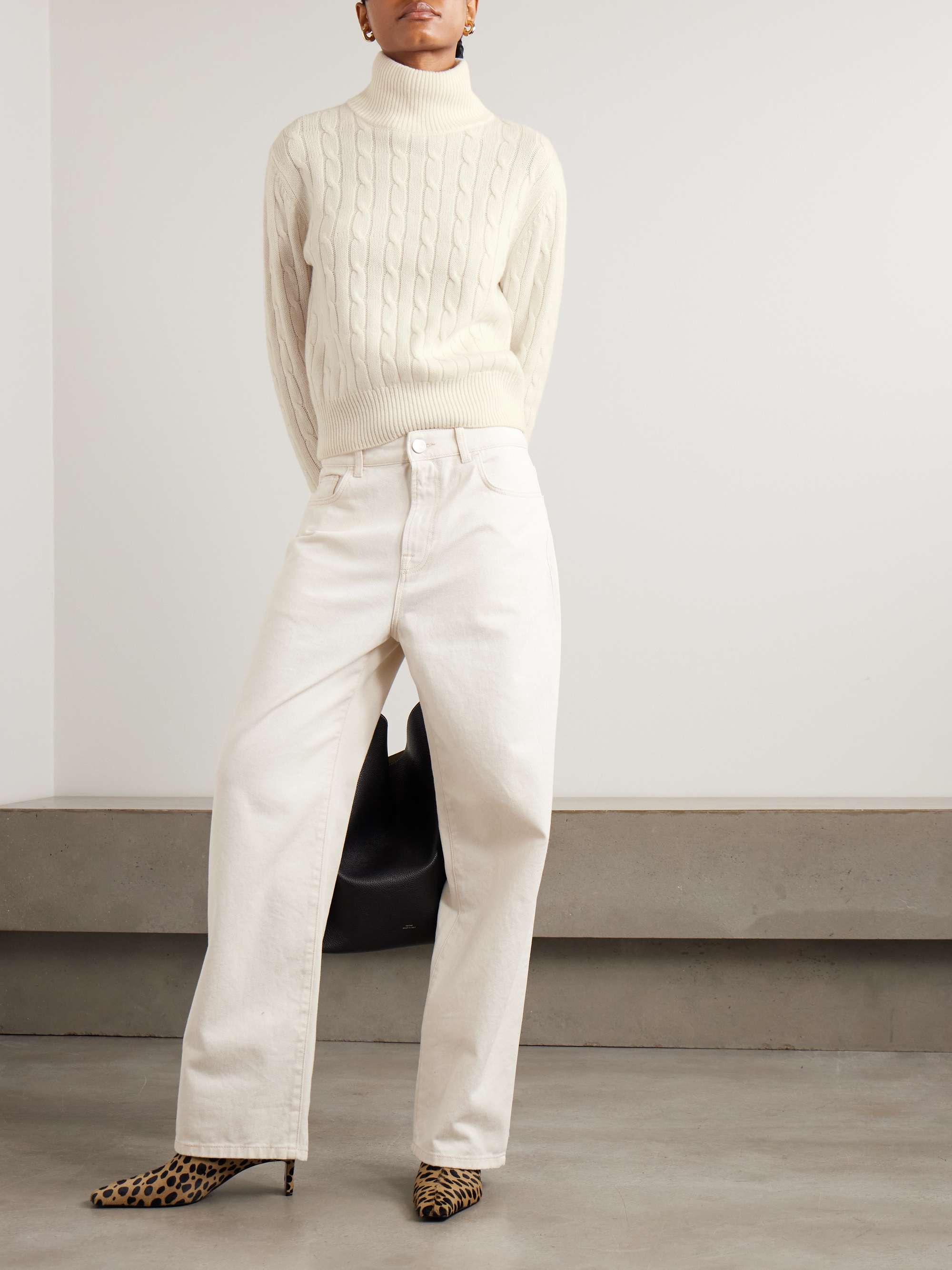 Patrizia Cable-Knit Cashmere Turtleneck Sweater