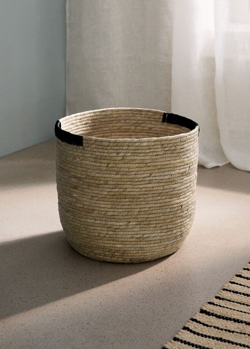 Large Basket With Embroidered Detail 