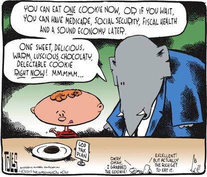 Political cartoon U.S. GOP tax reform health care wealthy