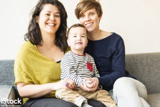 'Mixed race lesbian family portrait' by funky-data