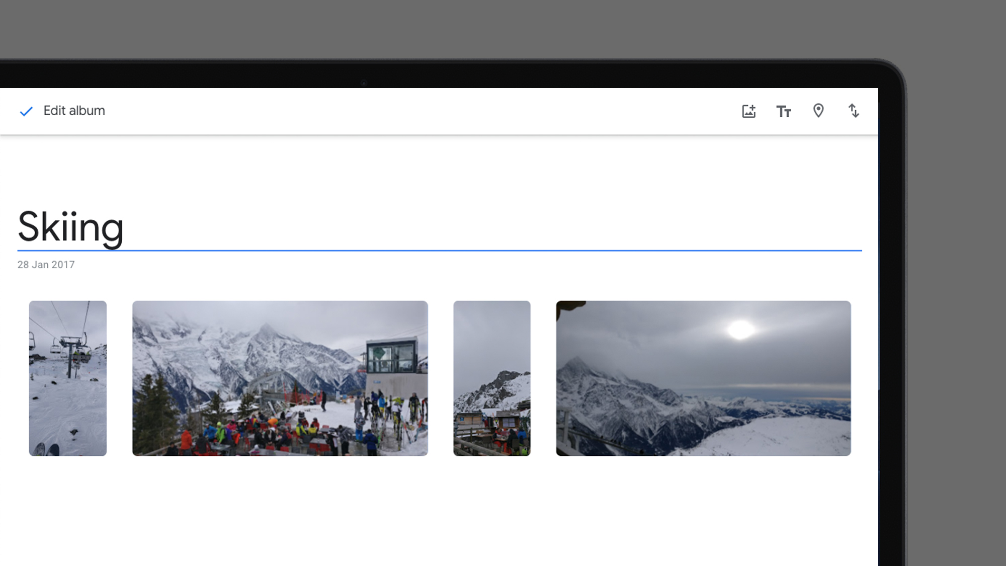 Google kuvien käyttöliittymä läppärin ruudulla.
