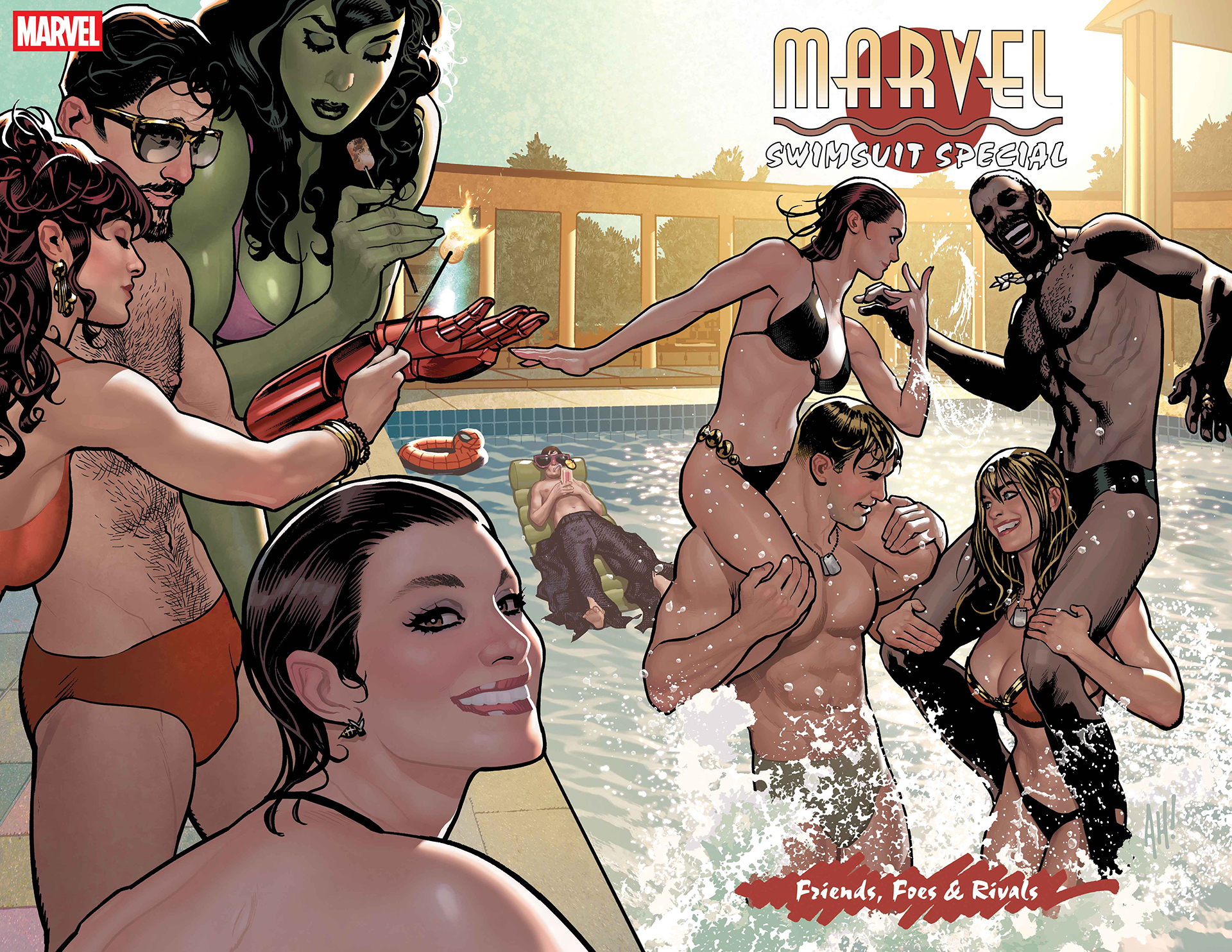 The Avengers having a pool party