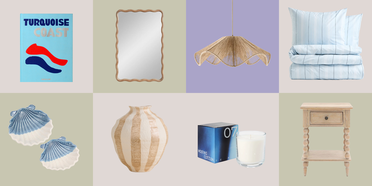 Product grid with coastal bedroom decor