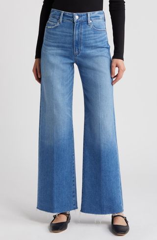 High-Waist Raw-Hem Wide-Leg Jeans