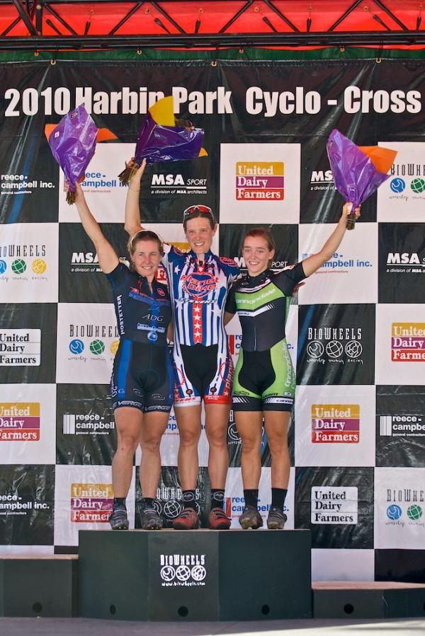 Women's $4,373 USD podium: Laura Van Gilder (Pennsylvania), Katie Compton (Colorado) and Katie Antonneau (Indiana).