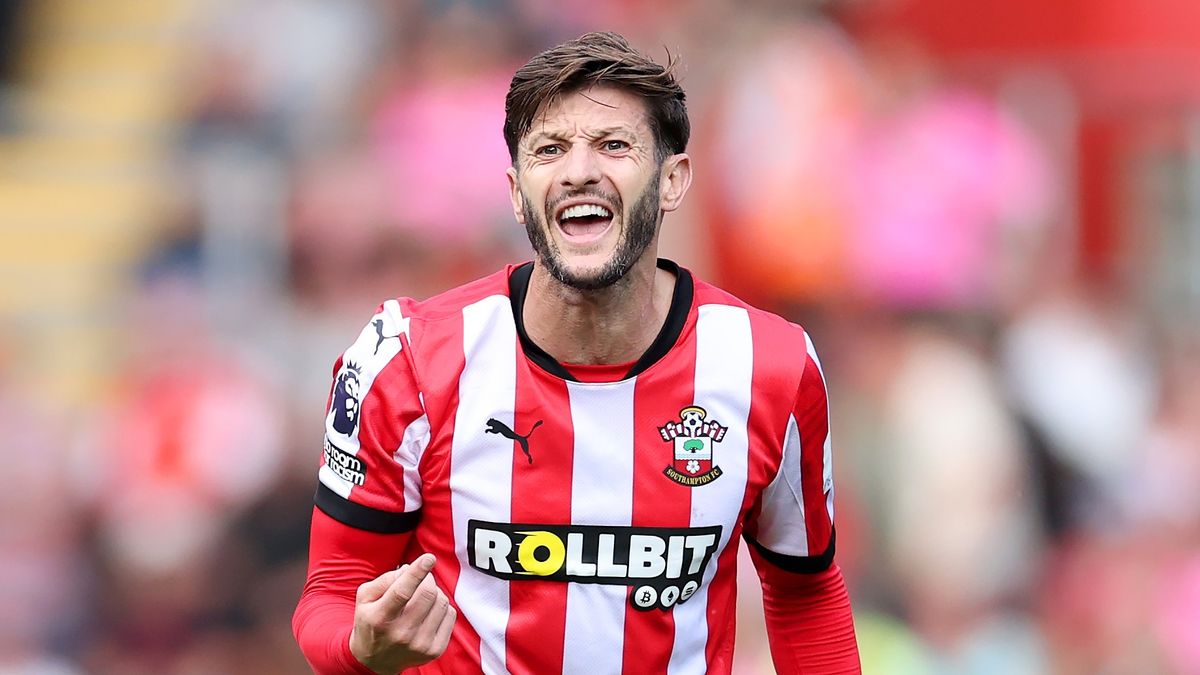 Adam Lallana of Southampton gestures to his team-mates ahead of the Southampton vs Stoke live stream