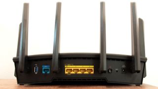 The ports on the rear of the Synology RT6600ax router