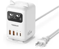 Tessan USB C Charger Block PD 65W, TESSAN Charging Station for Multiple Devices, Desktop Tower Charger with 4 USB Ports