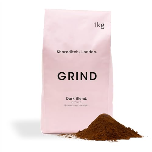 Grind Dark Blend Ground Coffee – 1kg Bag – Dark Roast – 100% Arabica – Suitable for Cafetière, Moka Pot, Aeropress and Filter Brew – Ethically Sourced