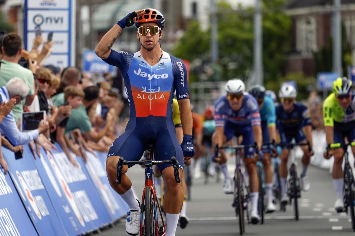 Dutch National Championships 2024 - Dylan Groenewegen (Team Jayco AlUla) reacts to winning elite men&#039;s road race