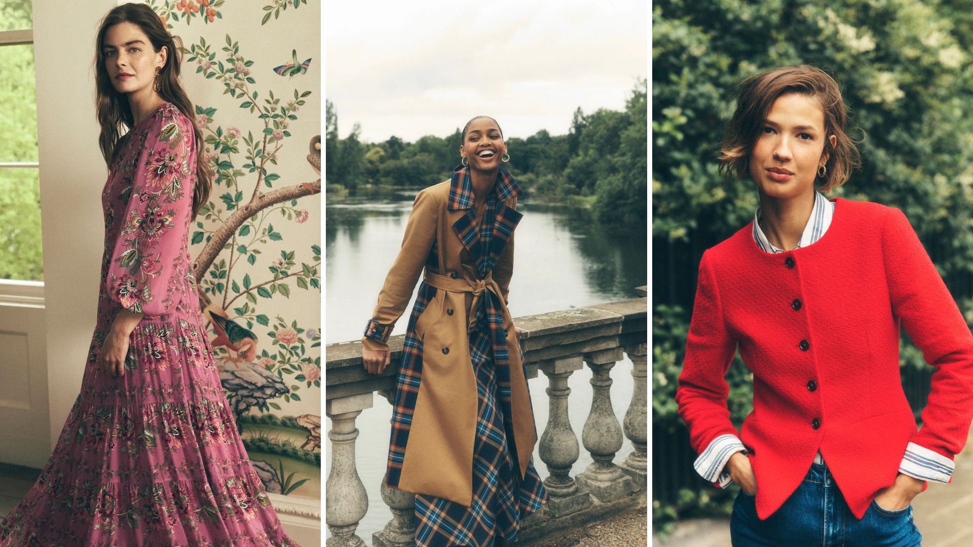 Three models wearing the new Boden collection