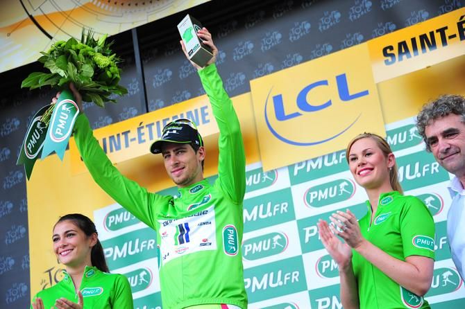 Peter Sagan, still winless but in the green jersey