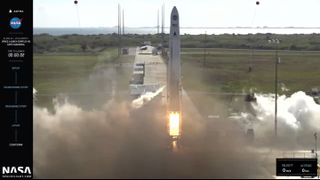 Astra's Launch Vehicle 0008 launches from Florida's Cape Canaveral Space Force Station on Feb. 10, 2022, carrying four tiny cubesats on the ELaNa 41 mission for NASA. The rocket failed to deliver the satellites to orbit as planned.