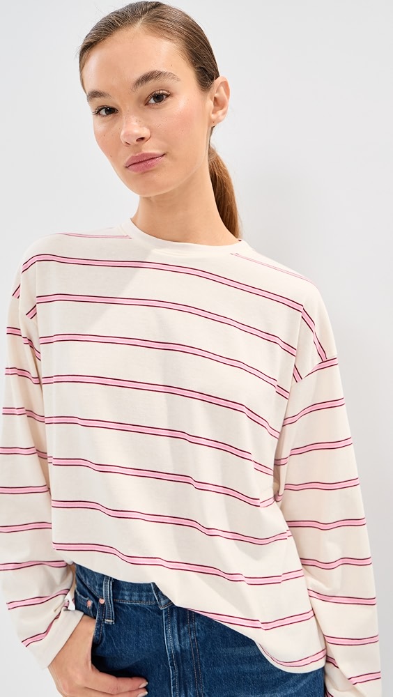 Bobbi Stripe Tee - Cream/pink