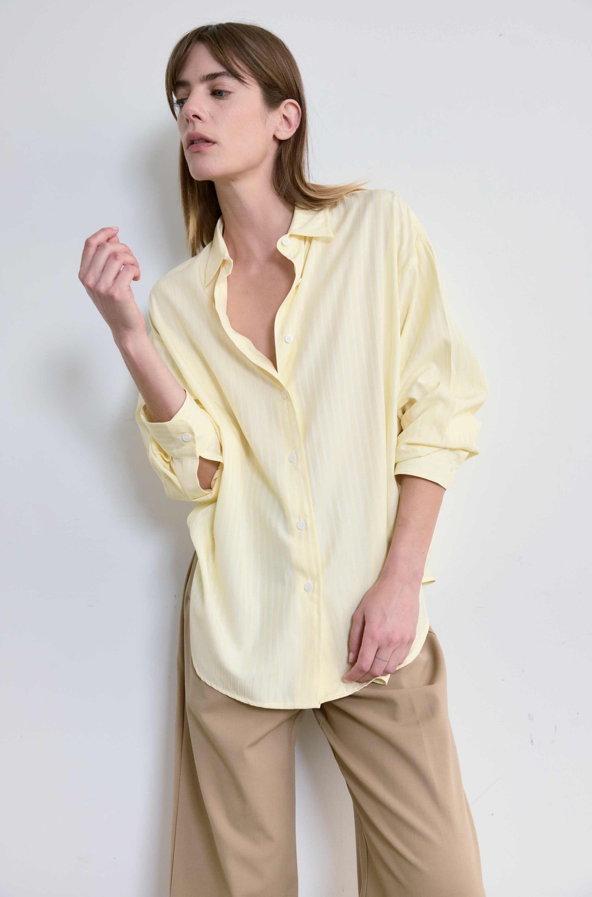 Oversized Shirt - Xs / Yellow Striped