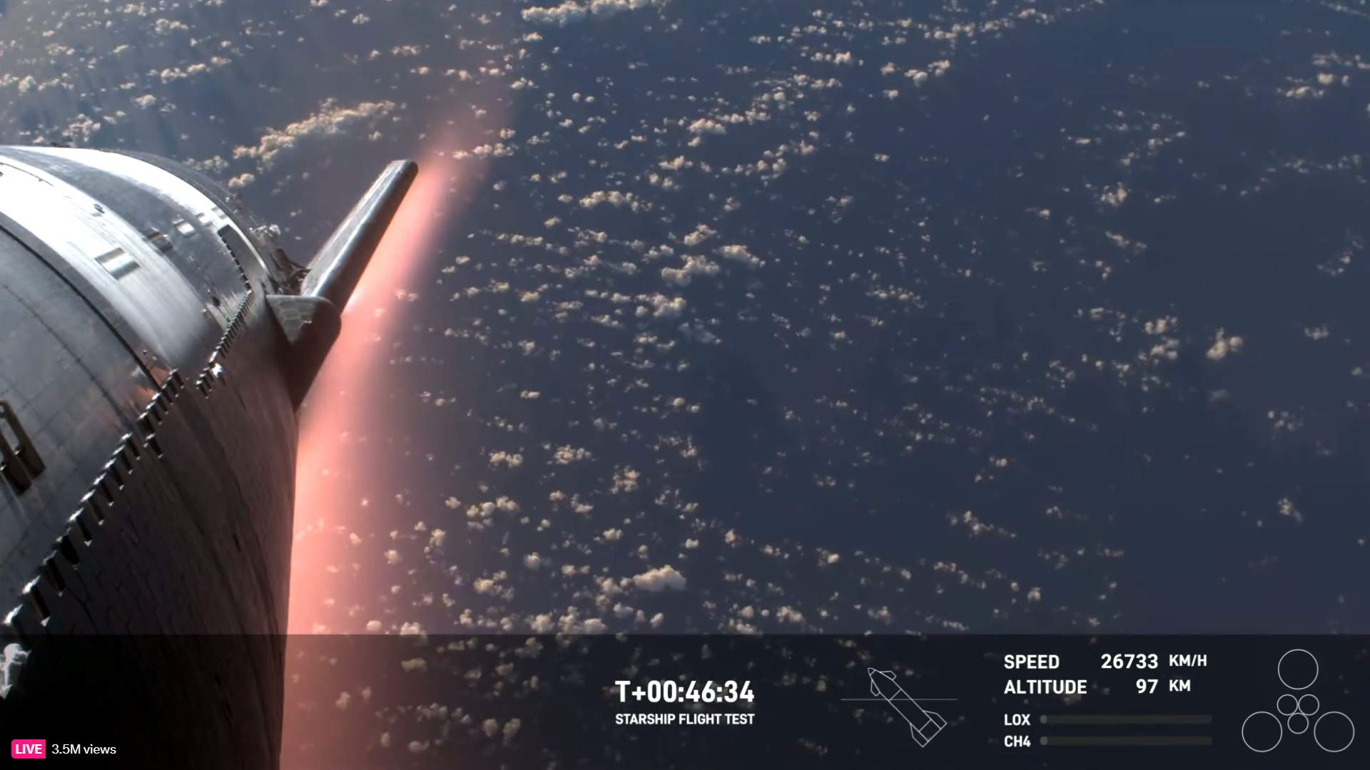 Watch SpaceX's Starship reenter Earth's atmosphere in this fiery