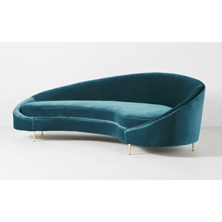 blue curved sofa