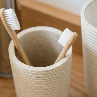 wooden toothbrushes with holder