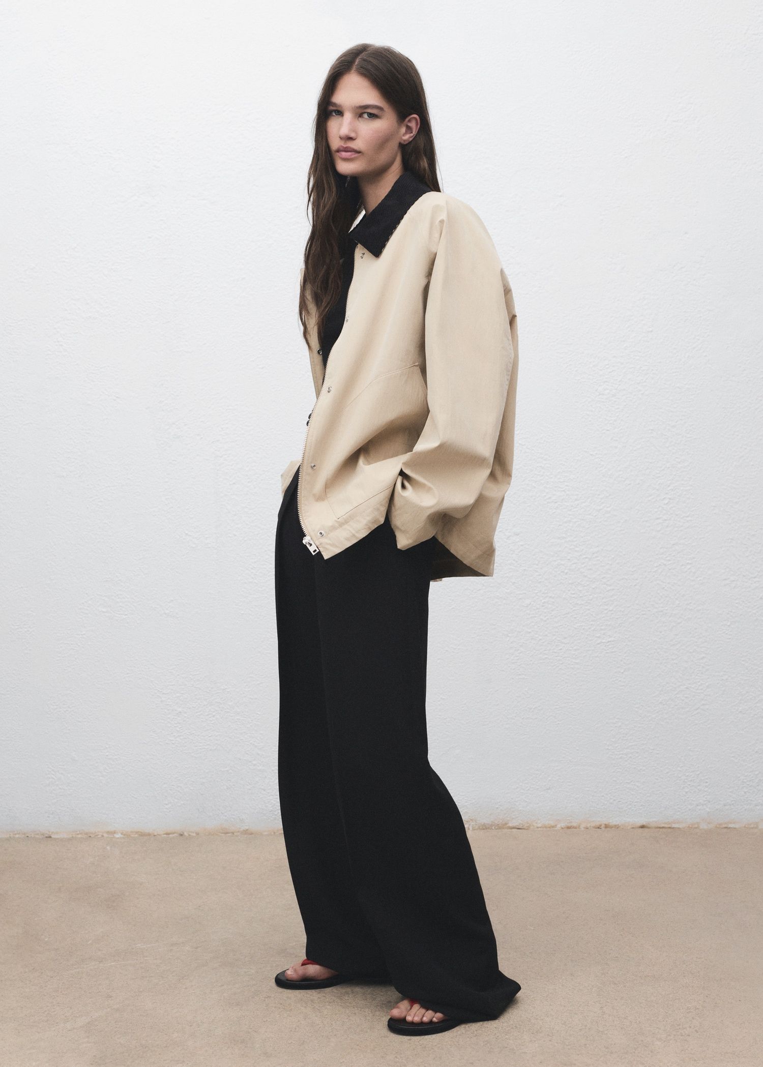 Cotton Jacket With Corduroy Collar - Women | Mango United Kingdom