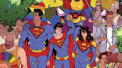 Superman and the rest of the Super family at Pride.
