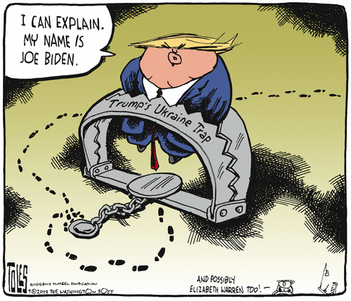 Political Cartoon U.S. Trump Ukraine Impeachment Trap Biden