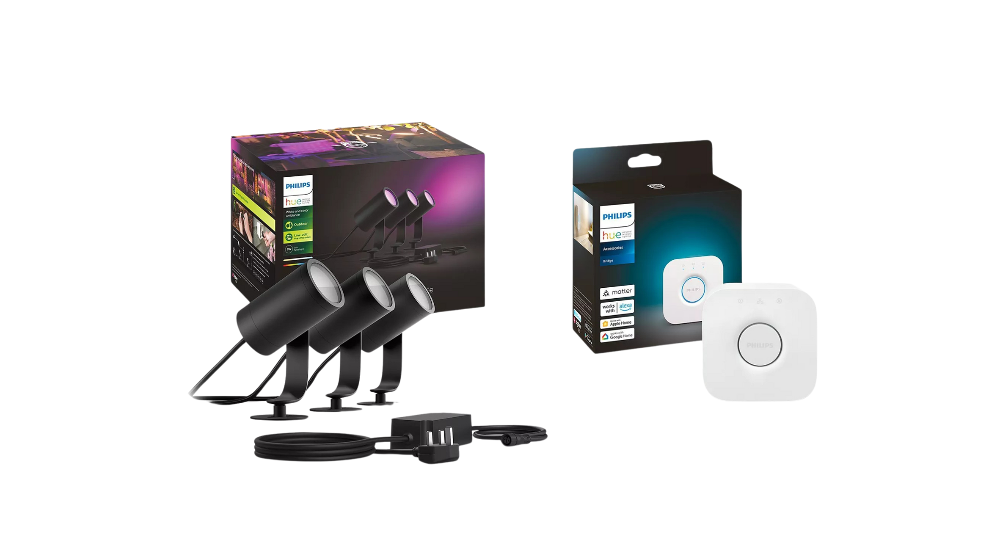 PHILIPS HUE Lily White &amp;amp; Colour Ambiance Smart Outdoor LED Spotlight Starter Kit