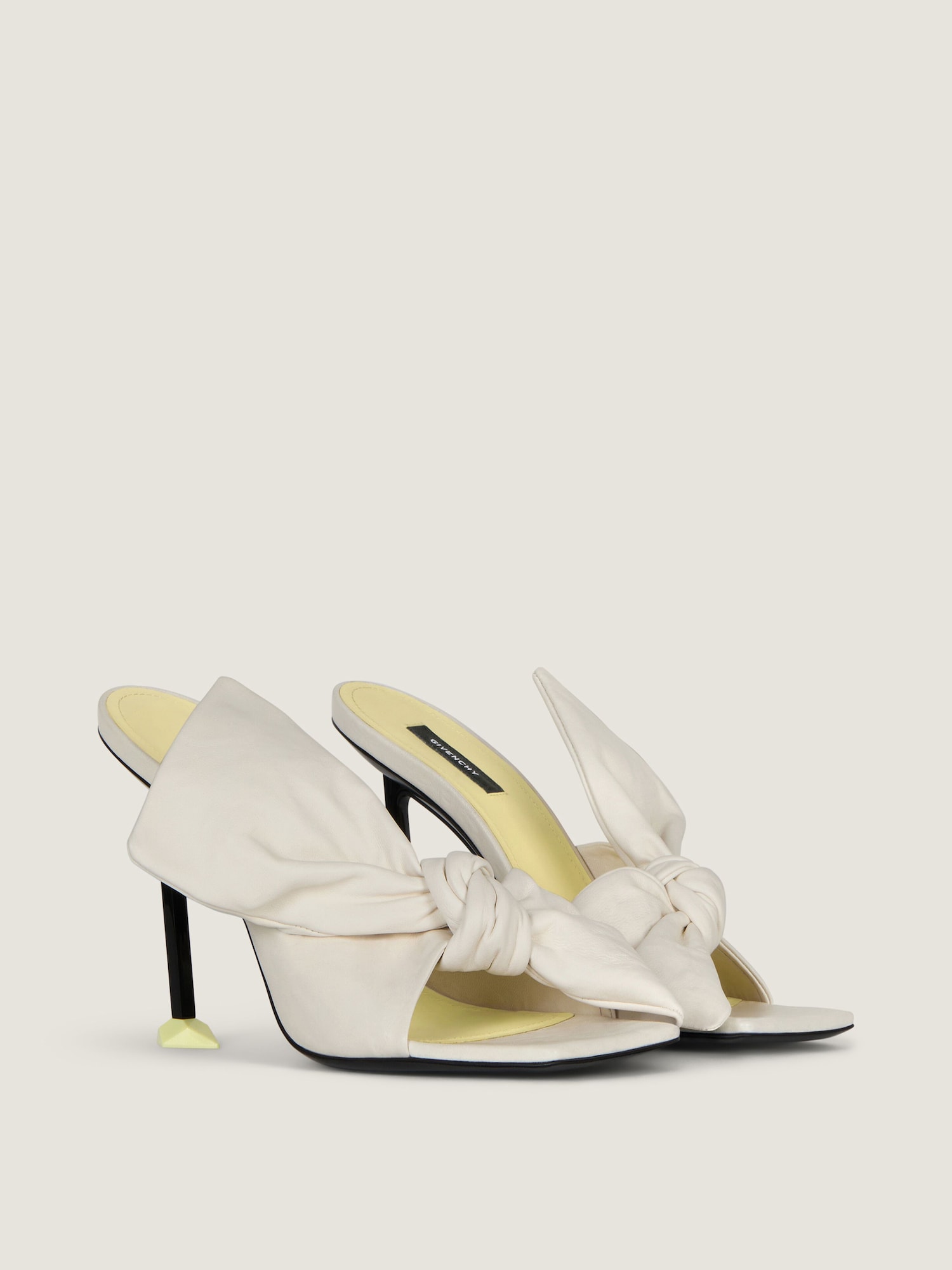 Boudoir Heeled Mules in Nappa Leather With Bow