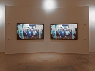 A two-screen video installation installed in the lower gallery