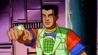 Kwame confronting Dr. Blight on Captain Planet and the Planeteers