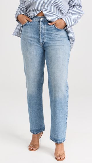 90's Pinch Waist High Rise Straight Jeans