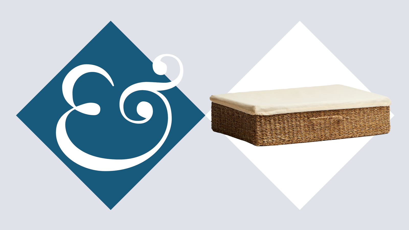 a woven underbed storage basket with a fabric lid