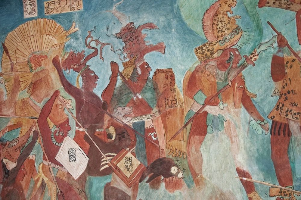 Reconstruction of the Bonampak frescos, dating to the Late Classical period.