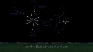 The Quadrantid meteor shower of 2017 will peak on Jan. 3 and 4. This NASA sky-map shows where the shower will appear to radiate out from.