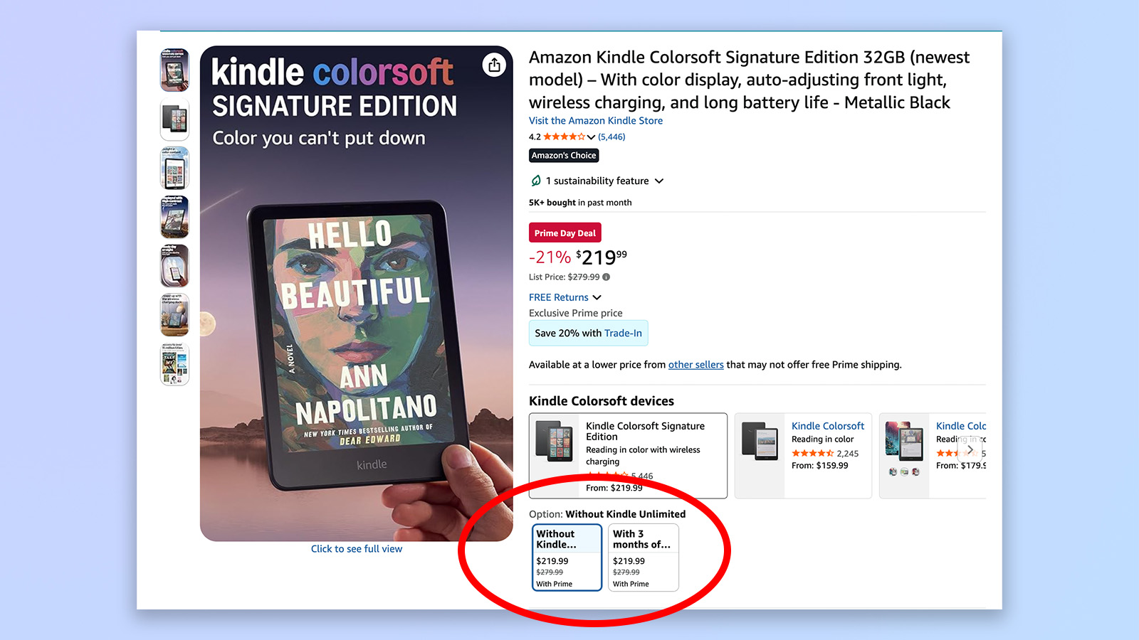 a screenshot from amazon showing how to get kindle unlimited