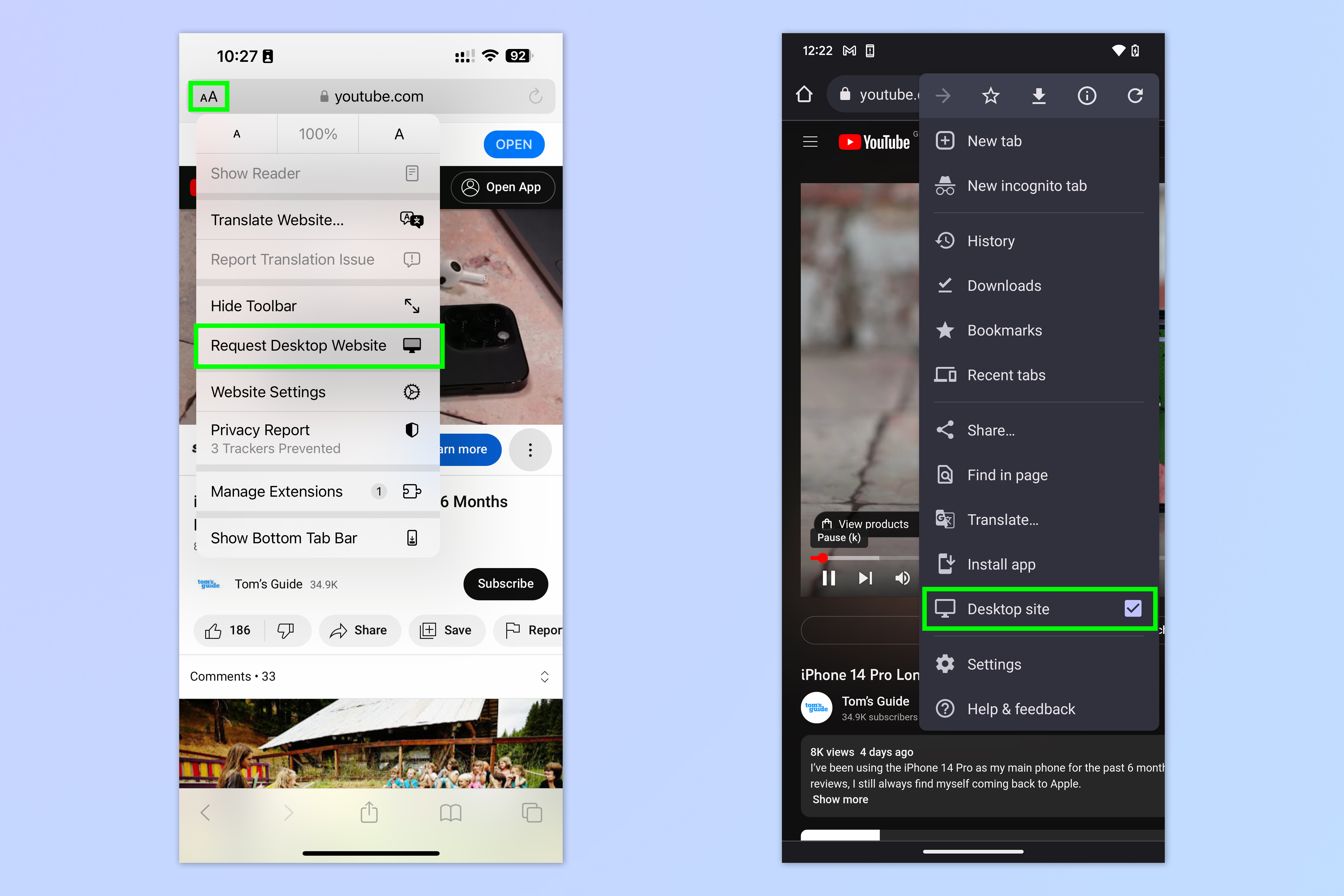 Скриншот, показывающий, как получить фоновое воспроизведение без YouTube Premium