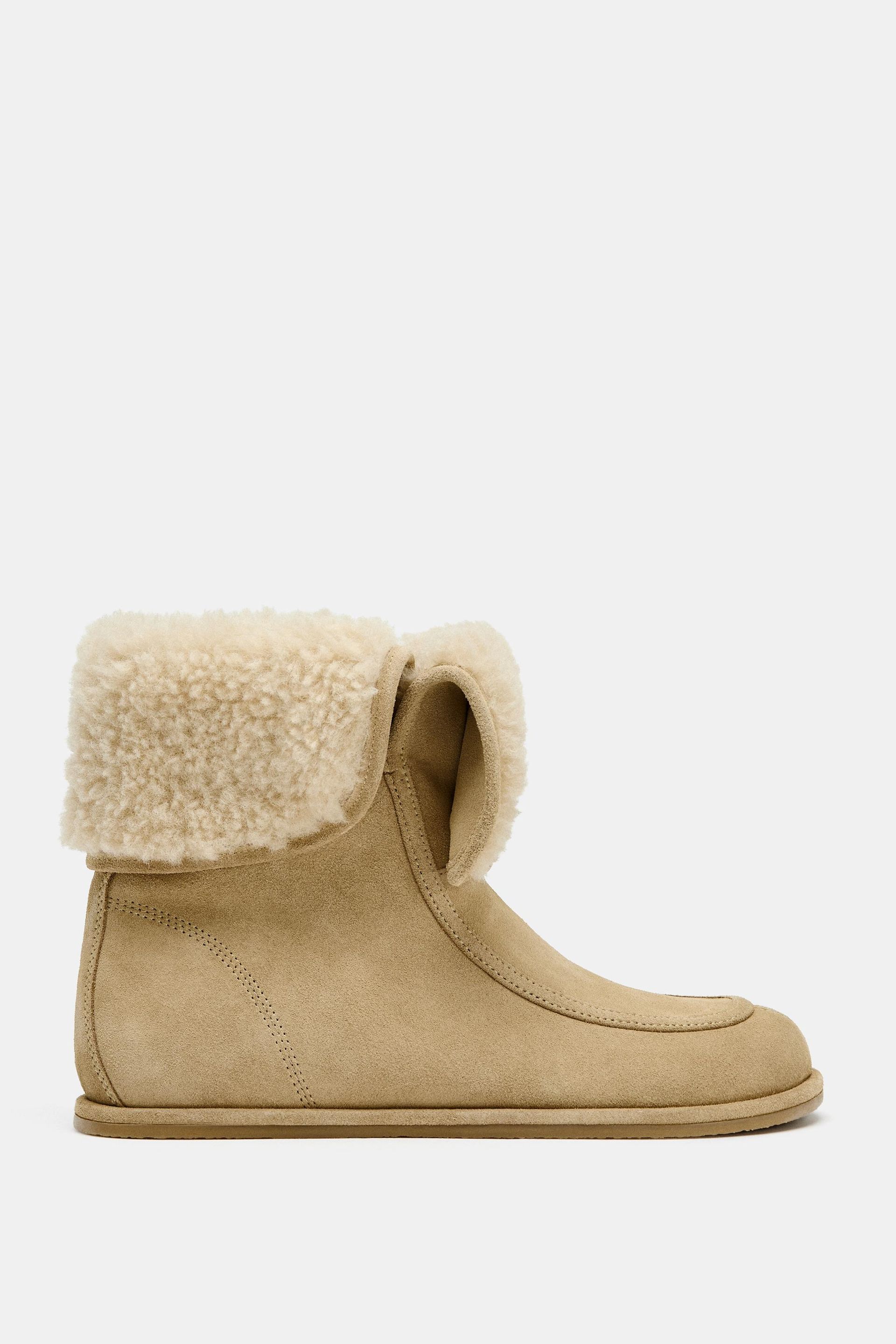 Low Heel Split Leather Ankle Boots