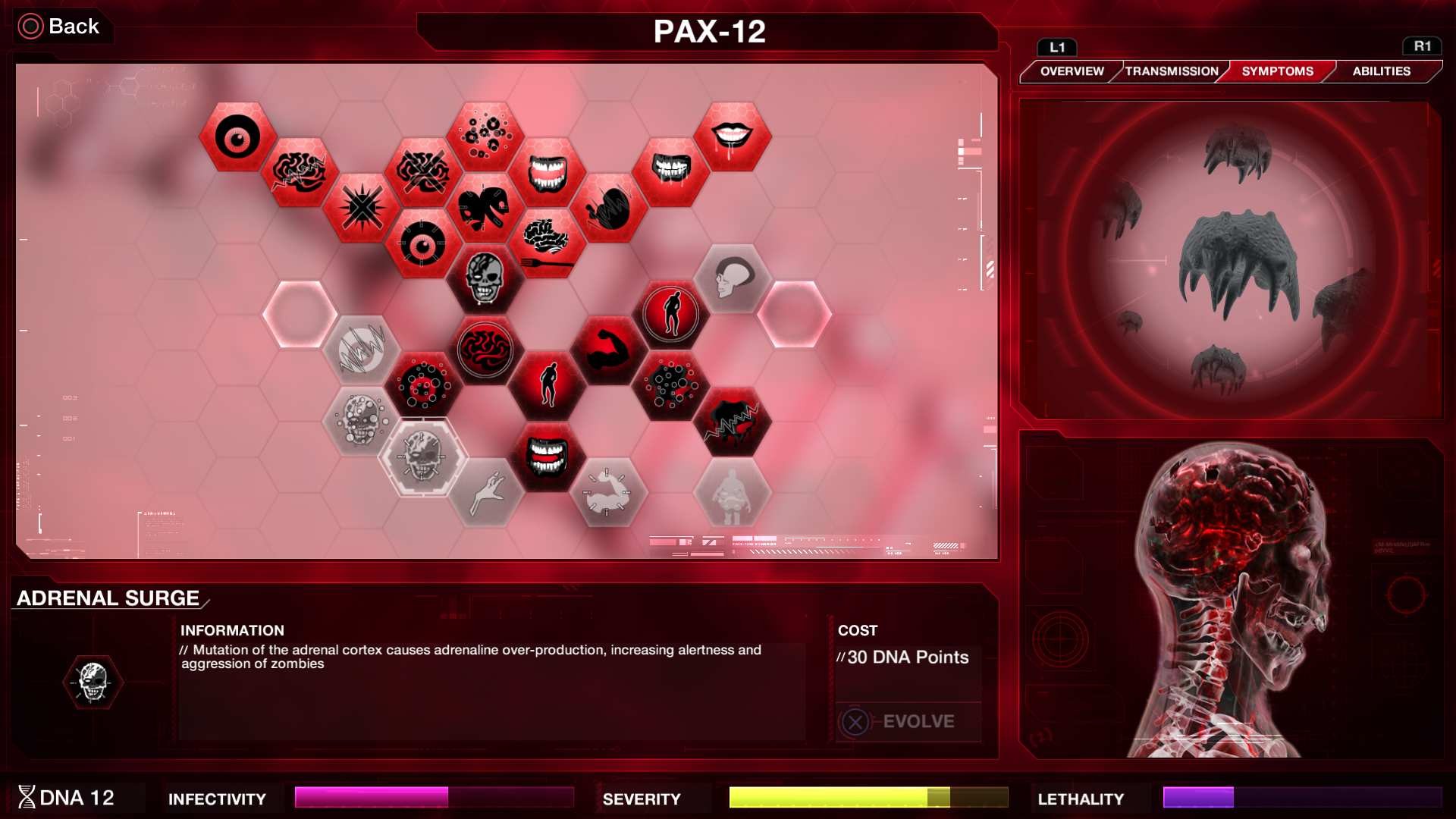 The genetic editing menu of Plague Inc Evolution