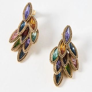 Oliver Bonas Symetha Multi Oval & Nugget Detail Drop Earrings