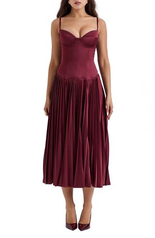 Beau Corset Pleated Sleeveless Maxi Dress