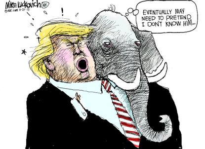 Political cartoon U.S. Republicans GOP Congress leave President Trump