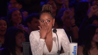 Mel B watching Simon Cowell facing a crossover in AGT Season 20x06