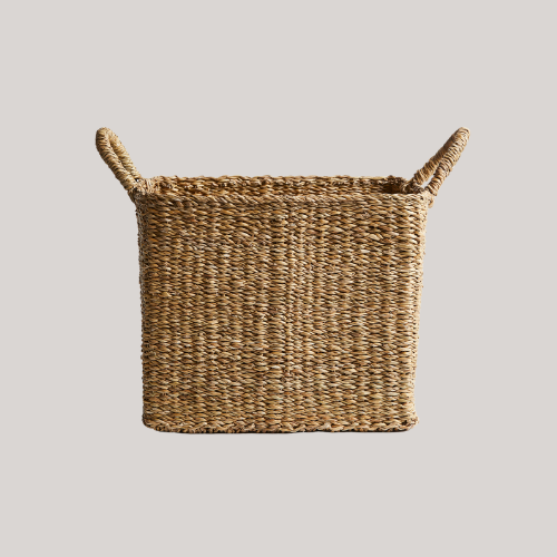 Large Braided Storage Basket - Beige
