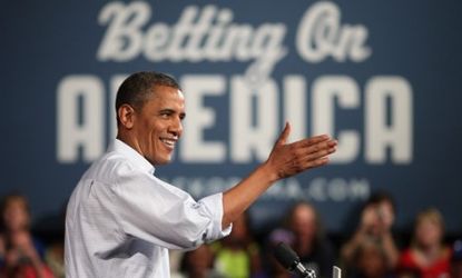 President Obama speaks at a campaign event in Ohio