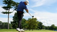 Aaron Wise hits a driver off the tee