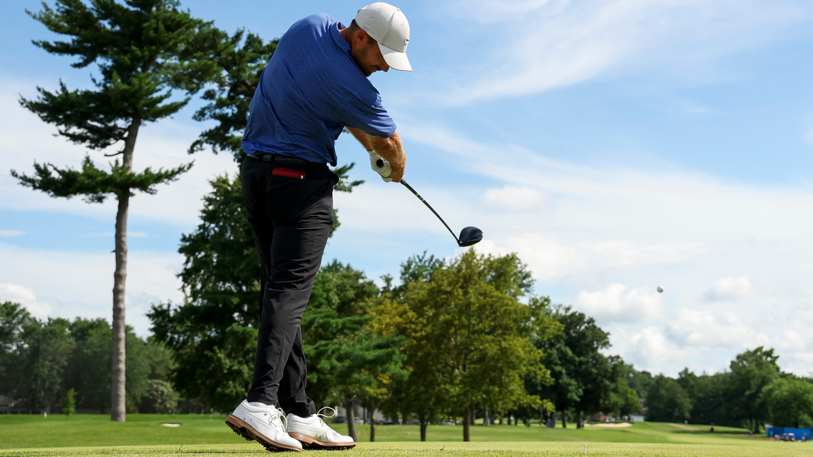 Aaron Wise hits a driver off the tee