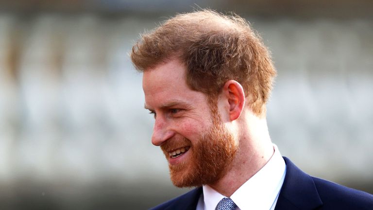 britain's prince harry, duke of sussex watches children play rugby league prior to the draw for the rugby league world cup 2021 at buckingham palace in london on january 16, 2020 photo by adrian dennis afp photo by adrian dennisafp via getty images