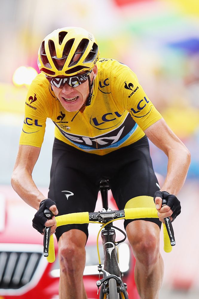 Chris Froome approaches the finish of stage 19