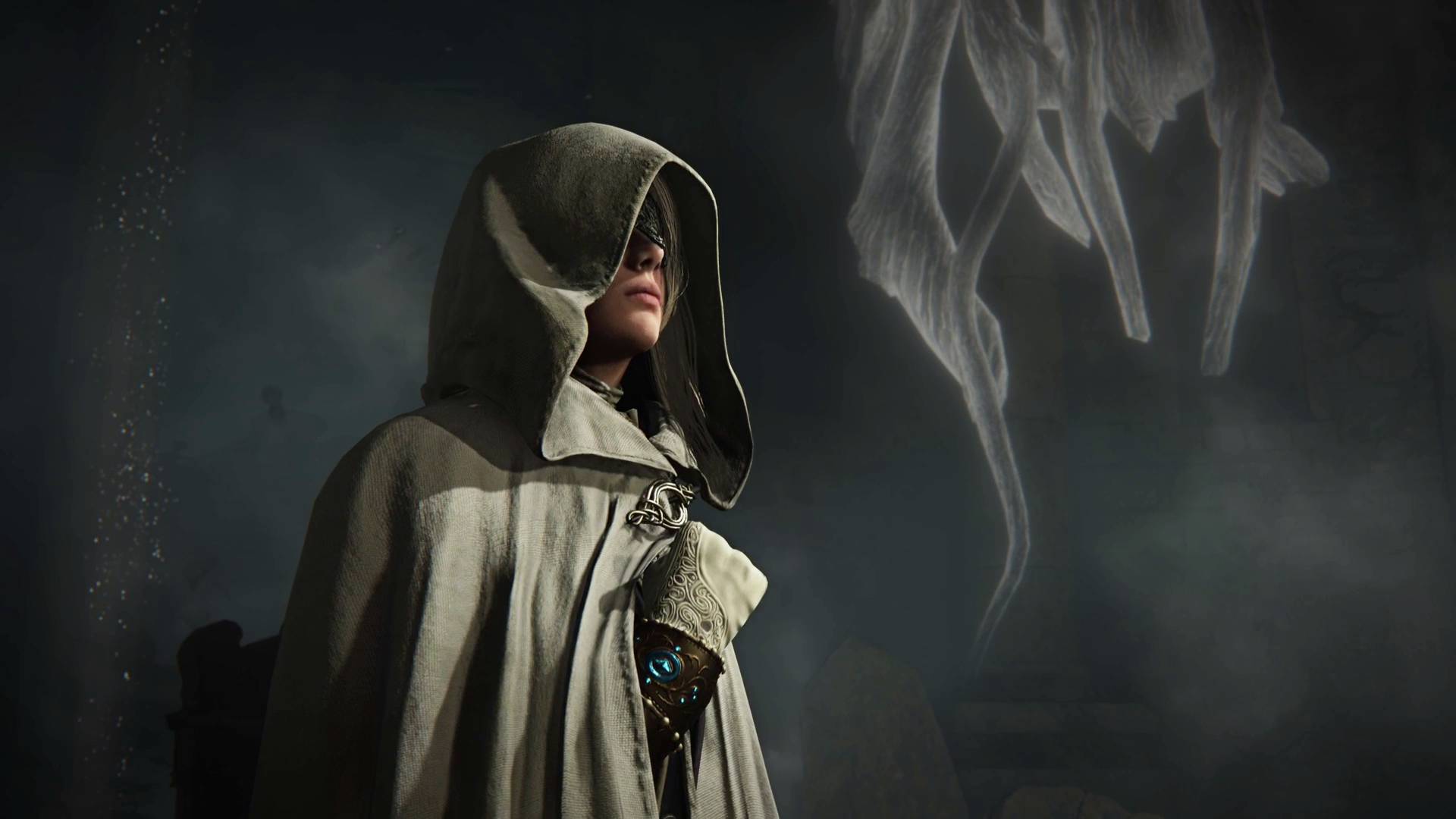 Elden Ring Nightreign Duchess wearing white priestess garb during cutscene