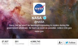 NASA’s Twitter account and other public communication efforts at a standstill during the US government shutdown.